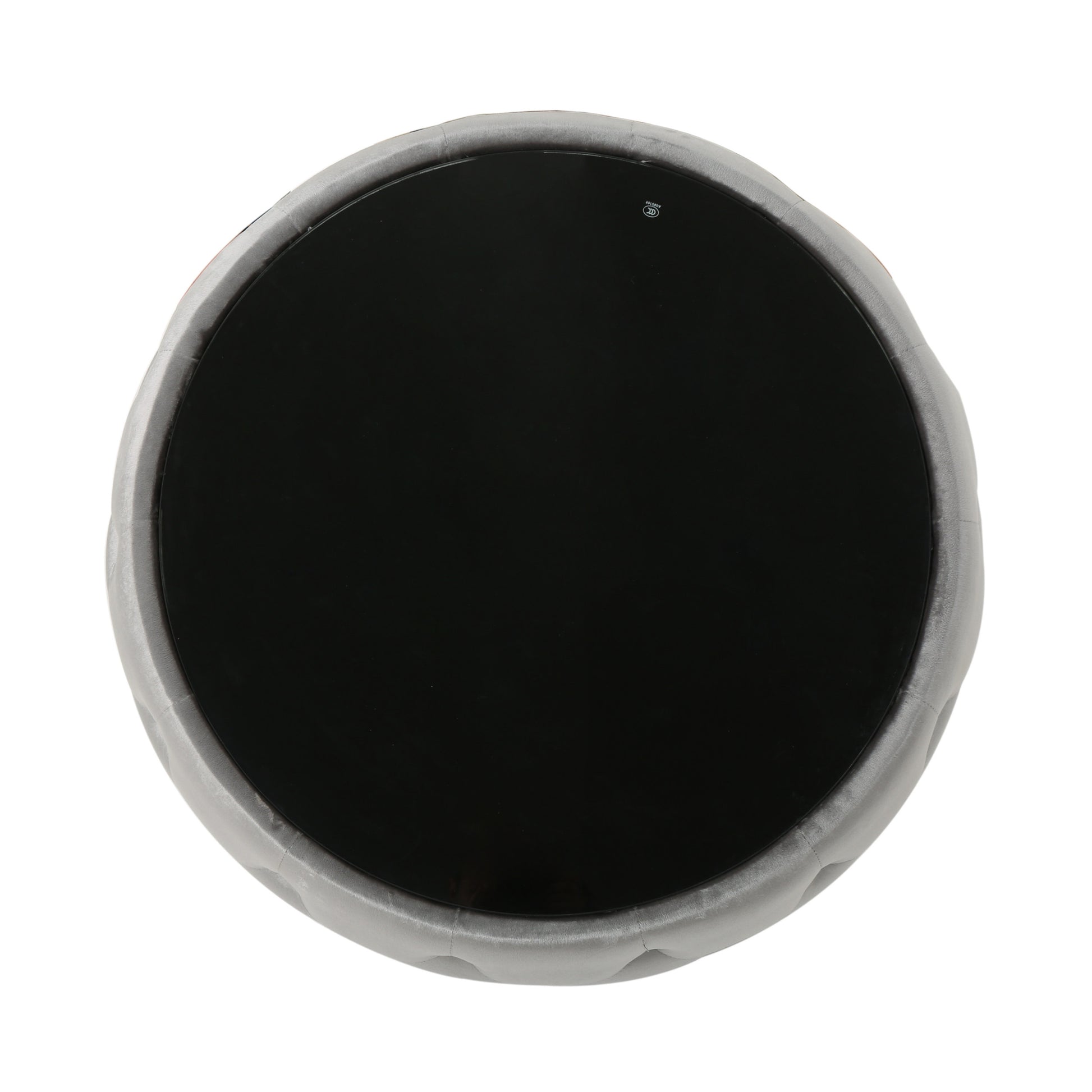 Gray velvet cushion with a black central insert