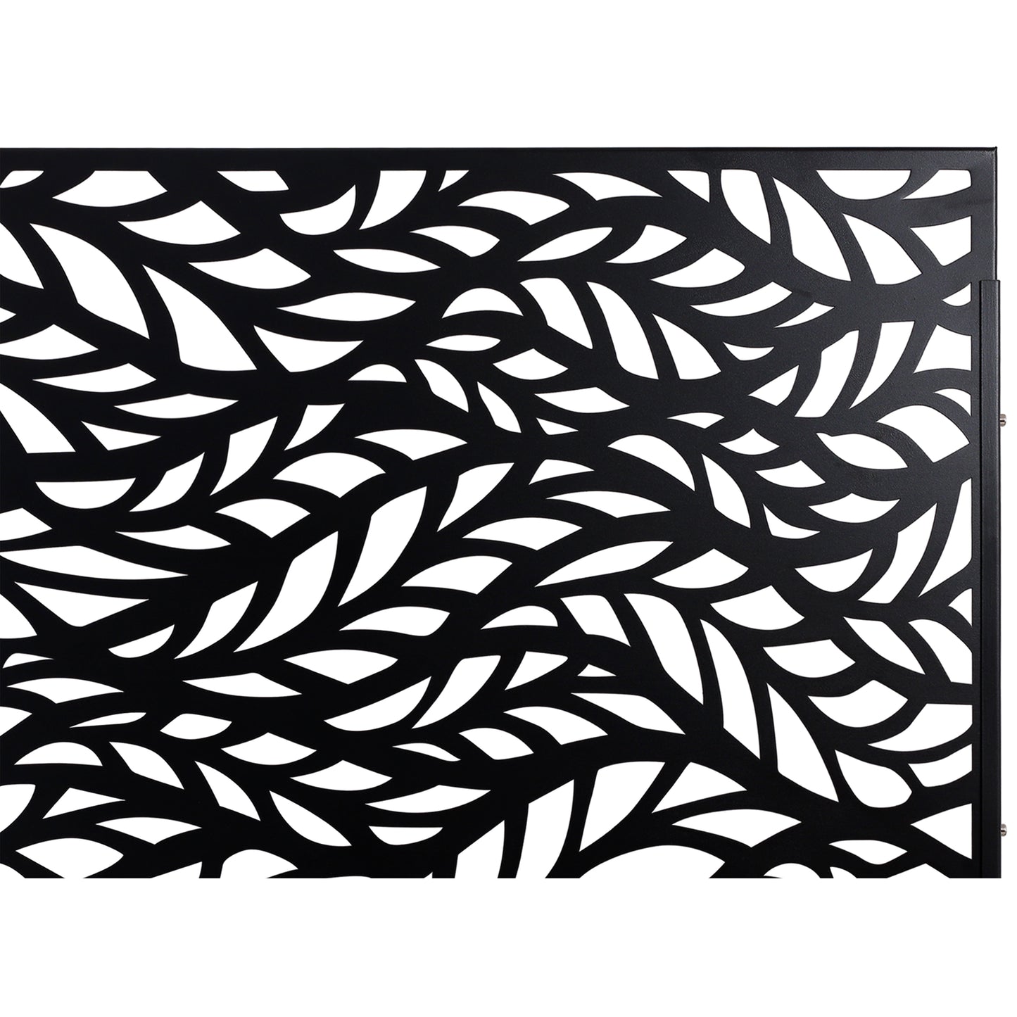 Decorative metal screen panel with intricate leaf pattern black finish