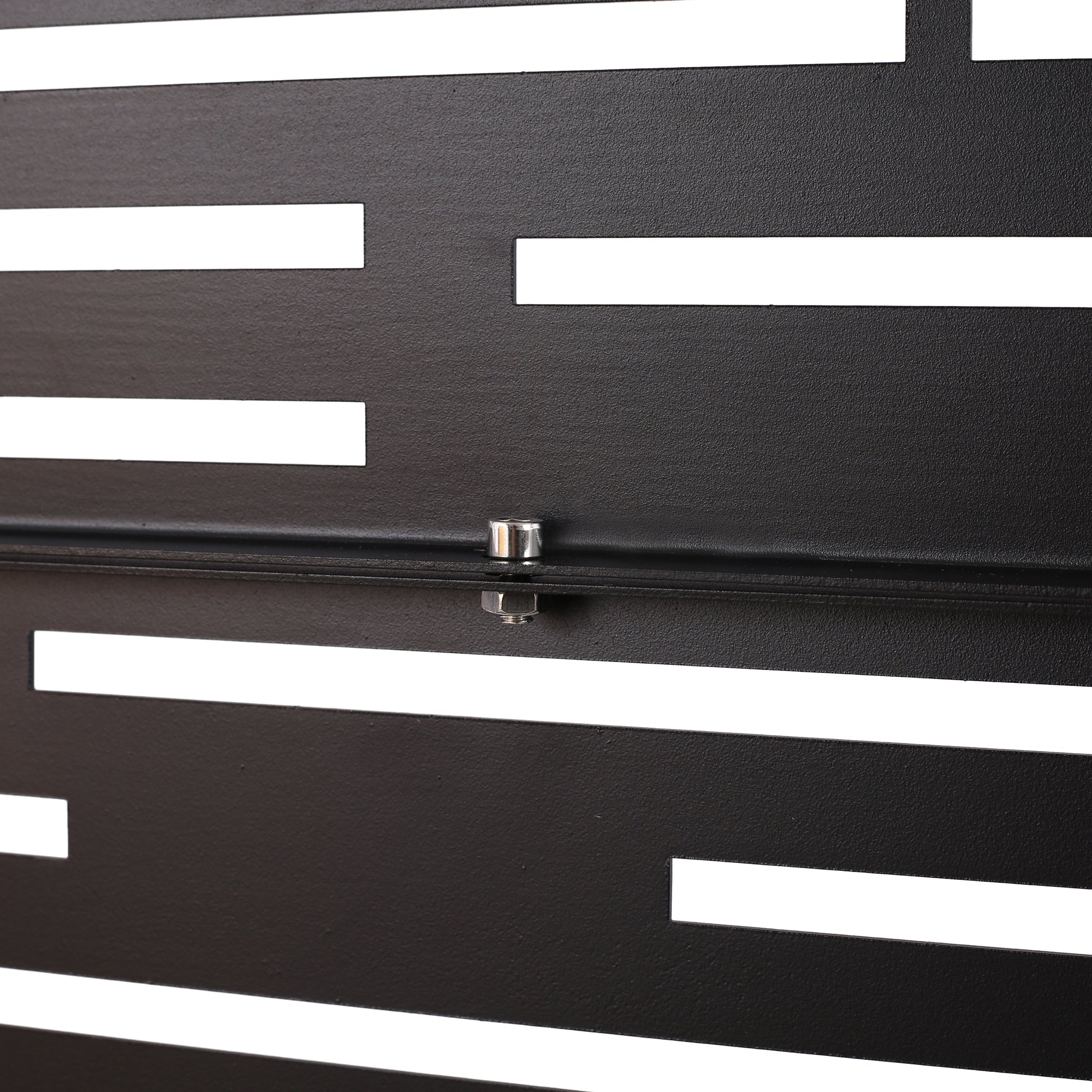 Black metal garden screen with rectangular cutouts ideal for privacy fencing
