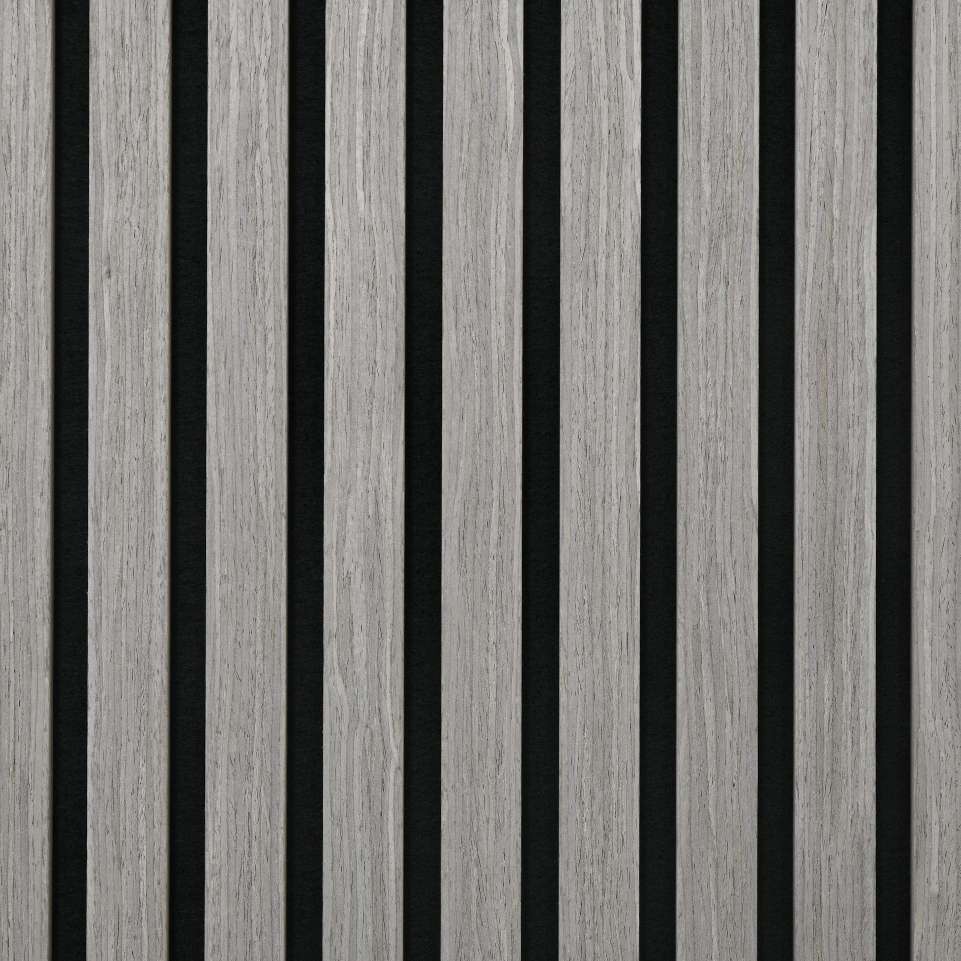 Light gray wood slat panel with black felt backing