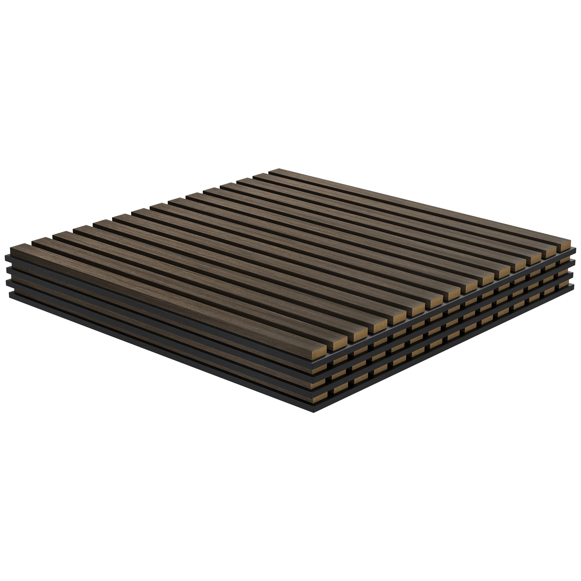 Dark wood slat panel with black backing modern interior design element