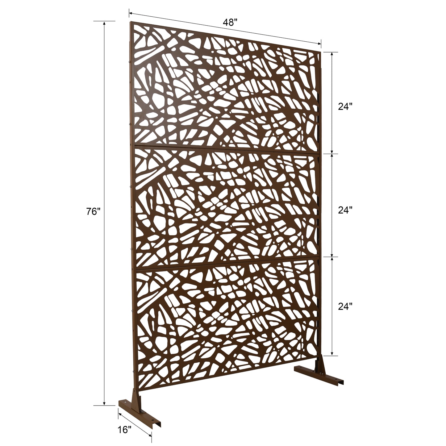 Bronze outdoor privacy screen with intricate leaf pattern  inches tall