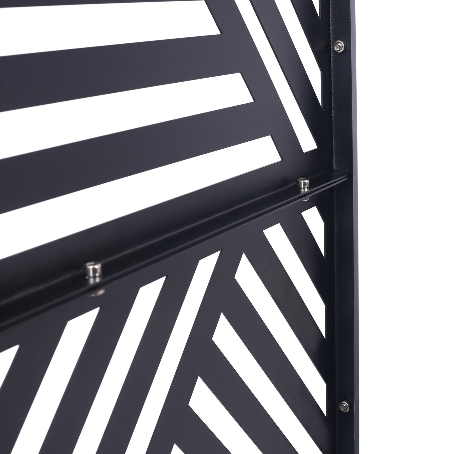 Black metal privacy screen with chevron cutouts modern garden panel