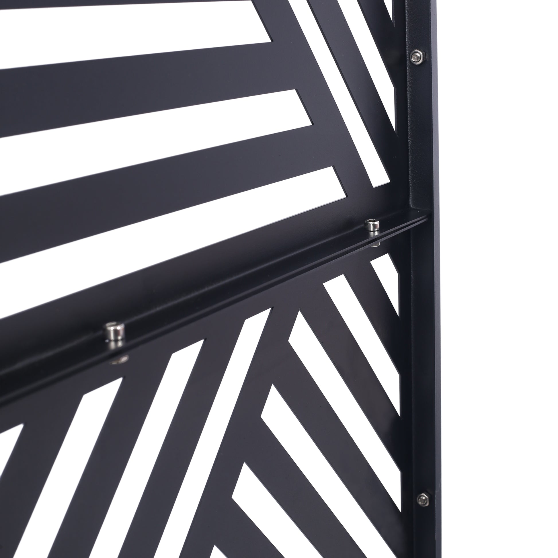 Black metal privacy screen with chevron cutouts modern garden panel