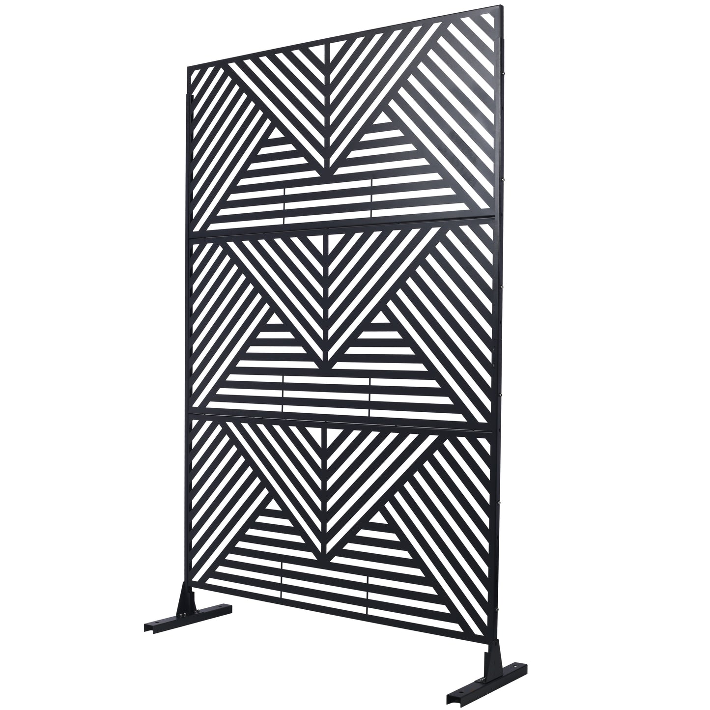 Black metal room divider with geometric pattern for stylish privacy screens