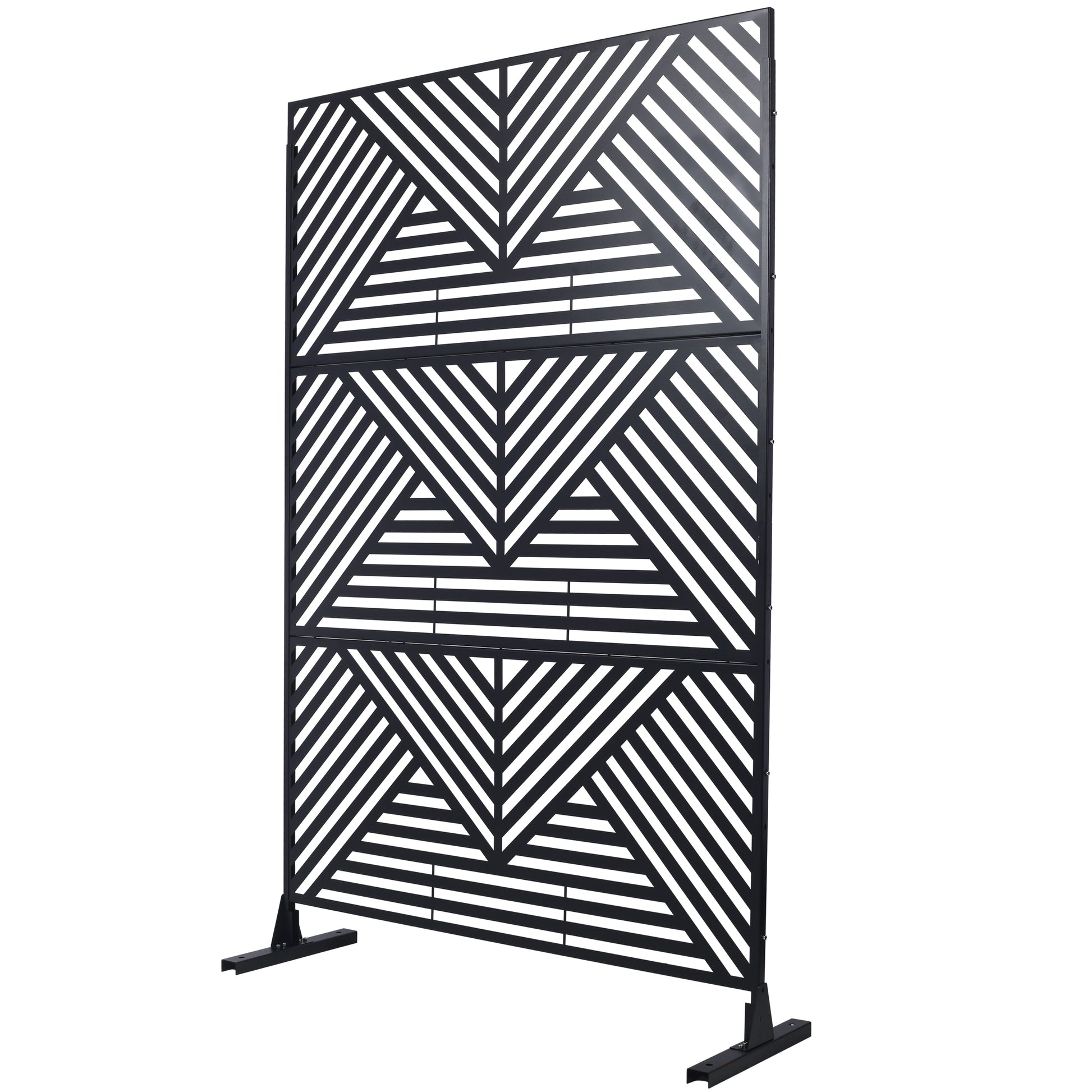 Black metal room divider with geometric pattern for stylish privacy screens