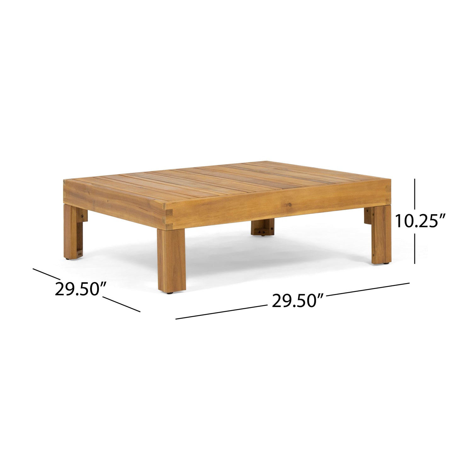 Modern wooden coffee table with slatted top and sturdy legs