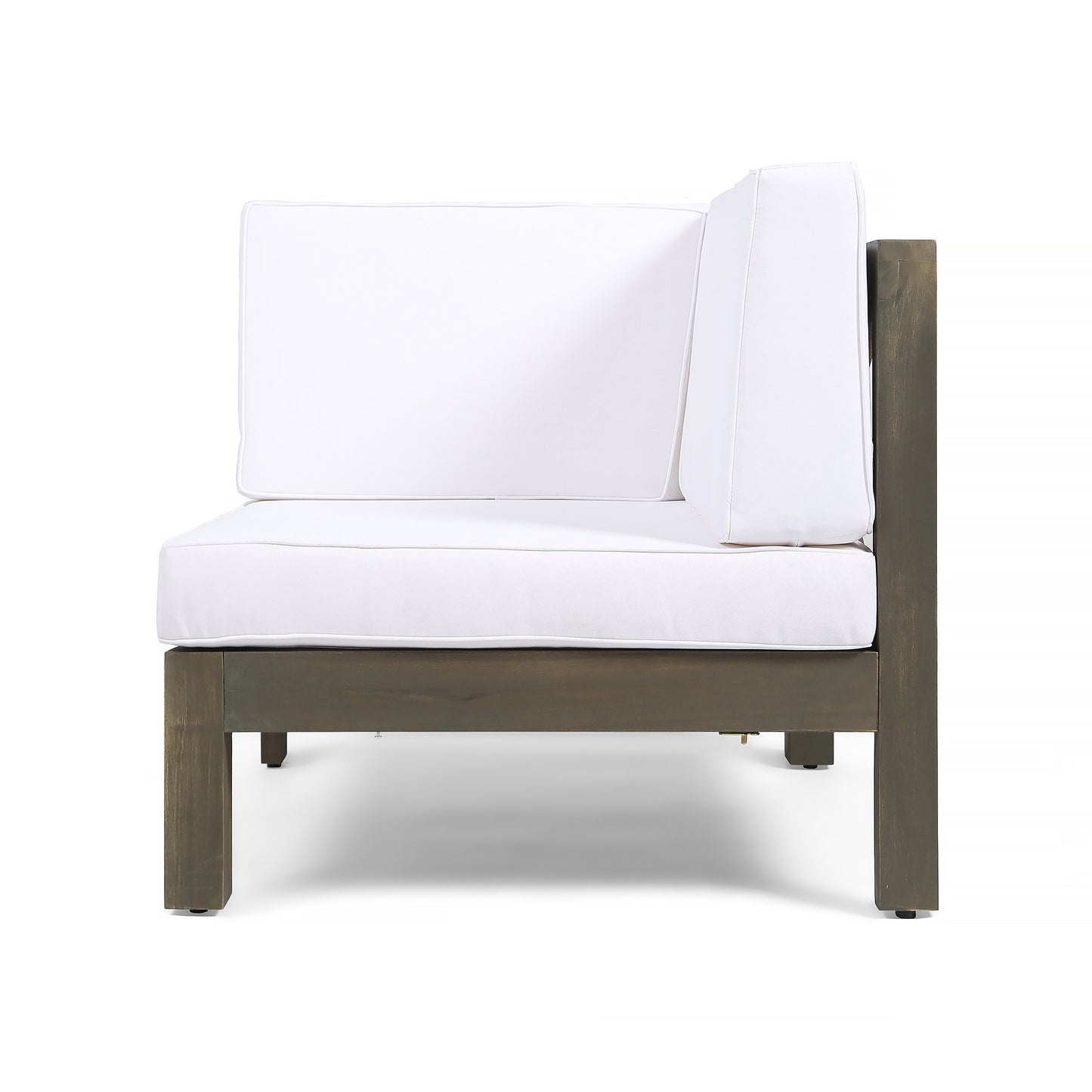 Dark wood outdoor sectional chair with white cushion modern design for patio comfort