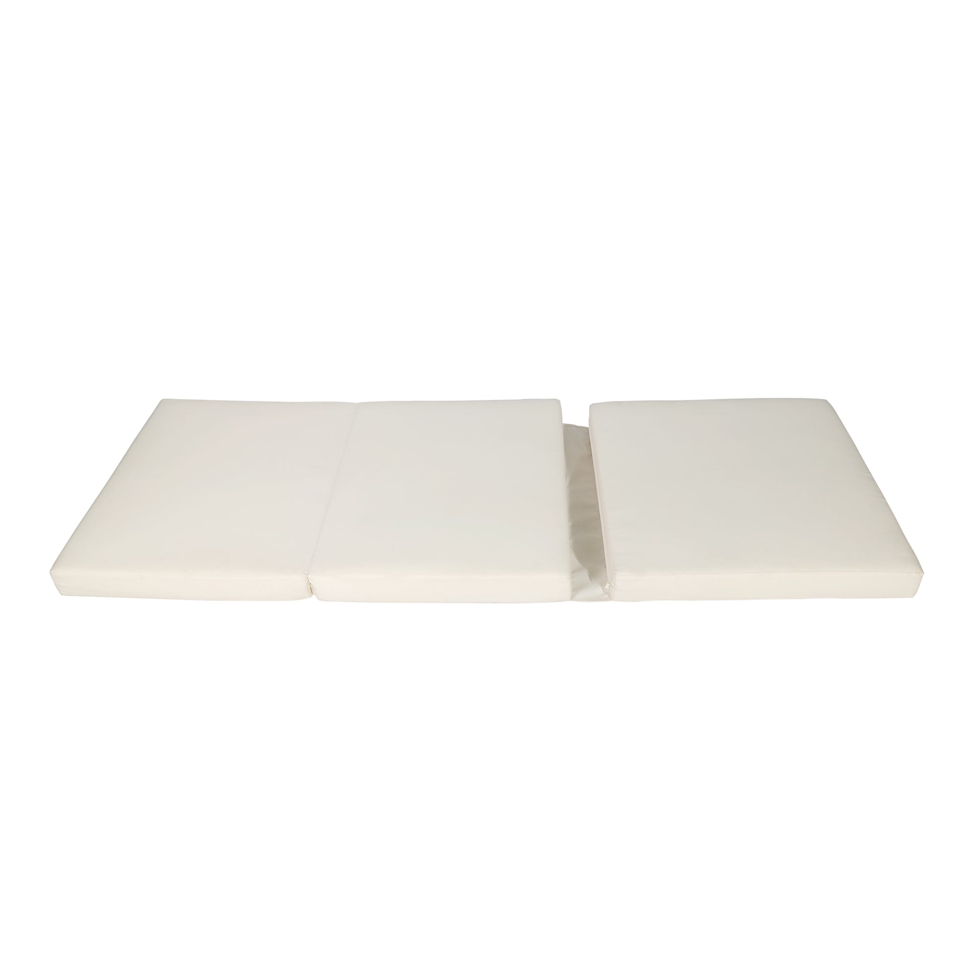 Threepanel white foldable futon mattress for comfortable seating or sleeping