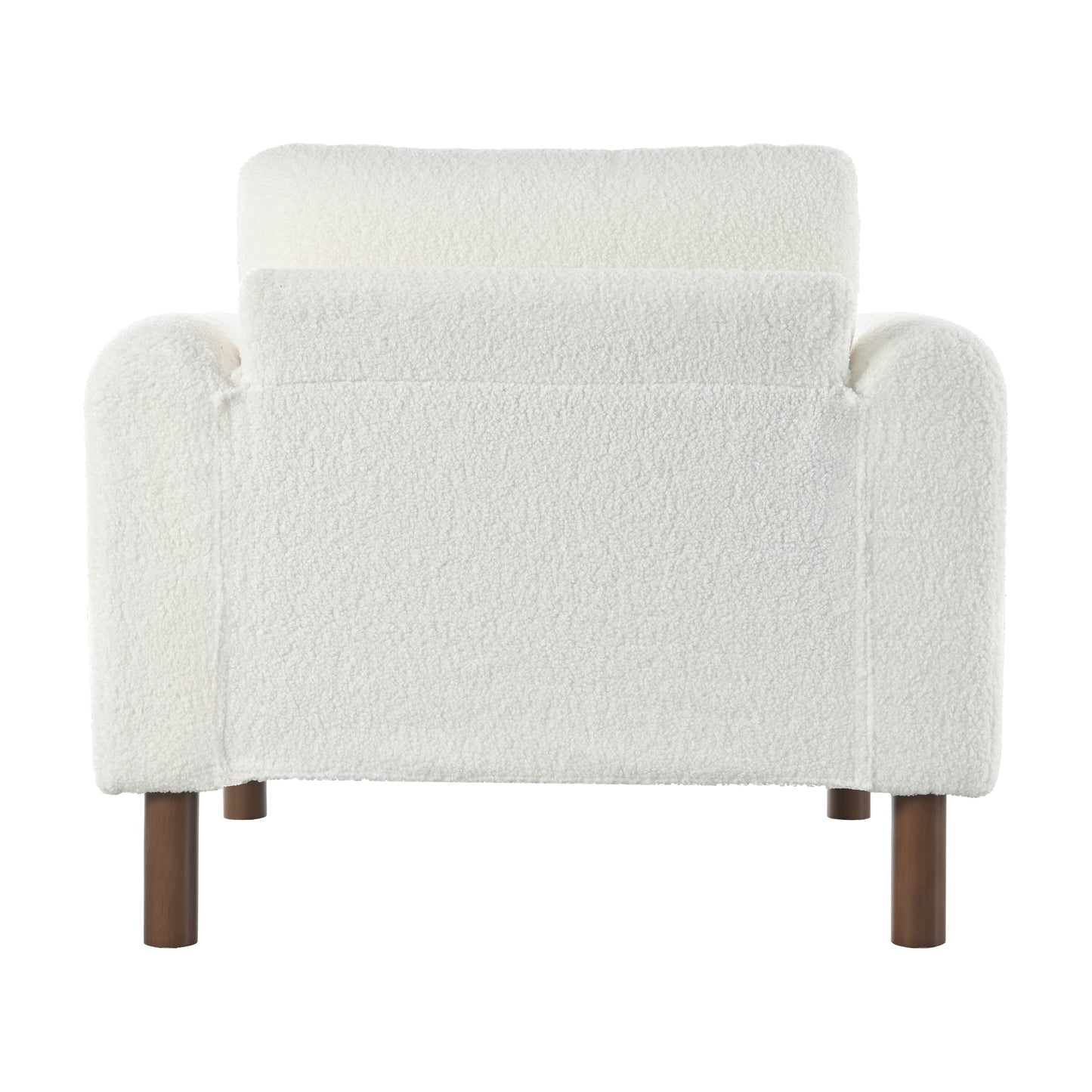Cozy cream boucle armchair with rounded arms and wooden legs