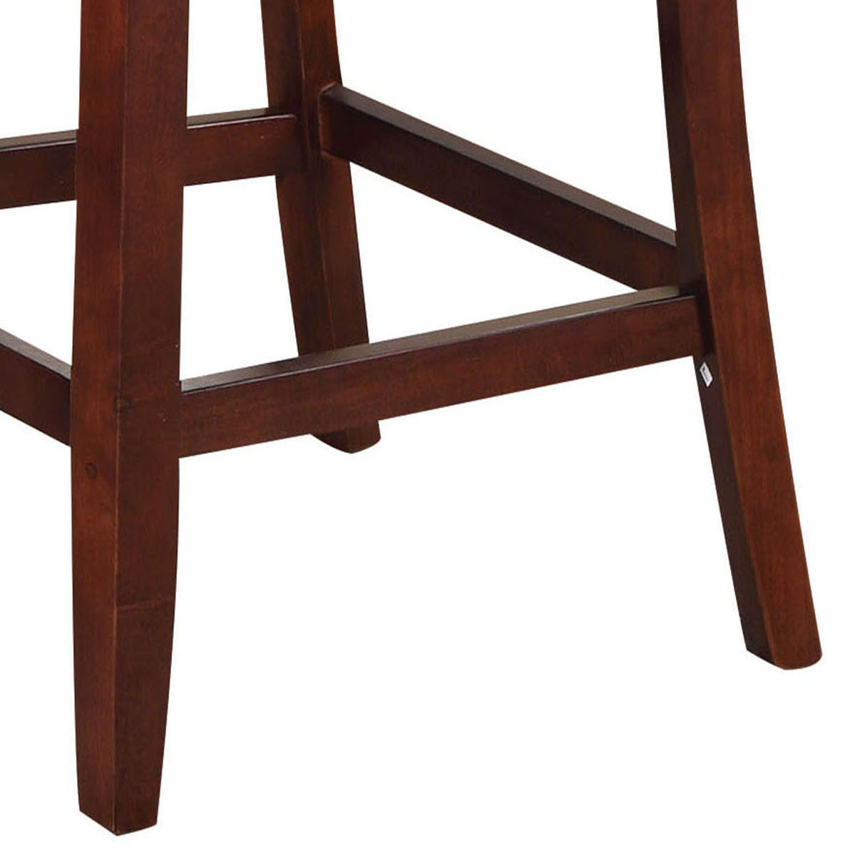 Dark cherry wood bar stool legs with sturdy cross bracing for stability