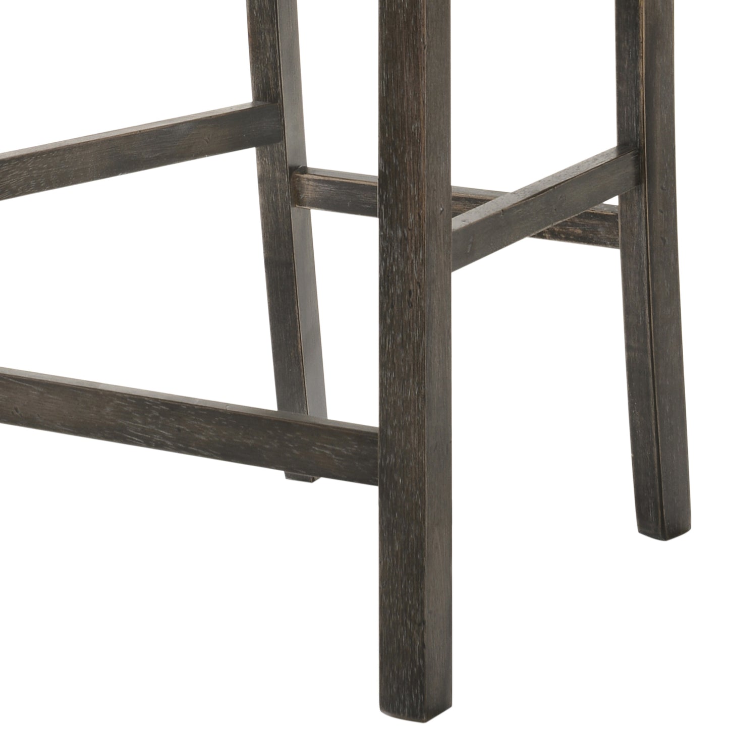 Dark brown wooden stool legs with textured grain featuring a sturdy base for stability