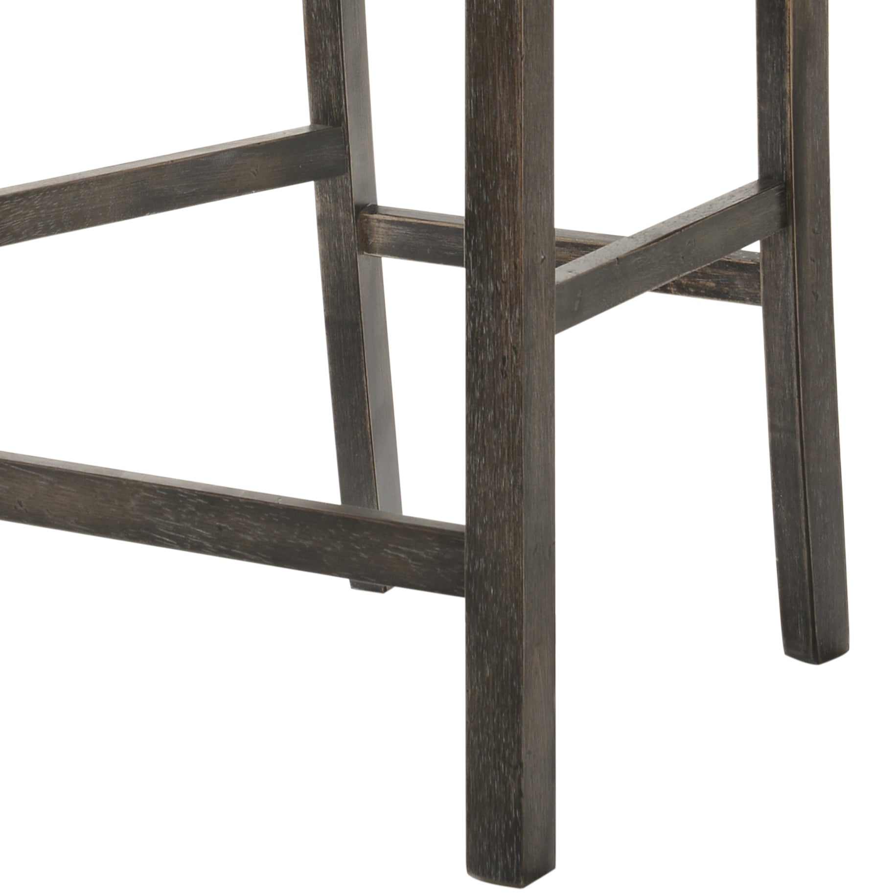 Dark brown wooden stool legs with textured grain featuring a sturdy base for stability