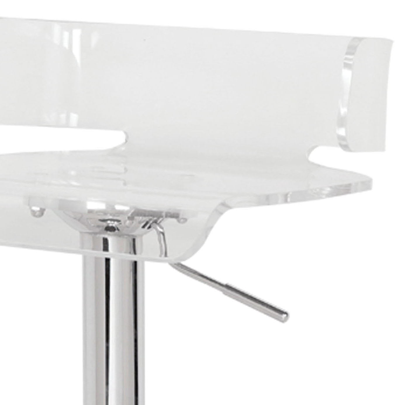 Transparent acrylic bar stool with chrome pedestal and lever