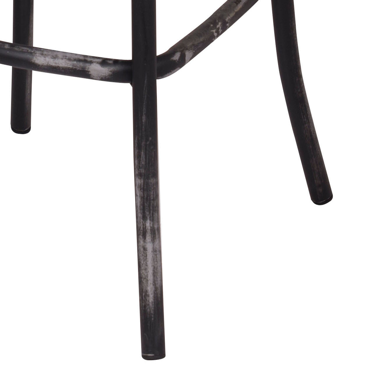Black metal stool legs with rustic distressed finish