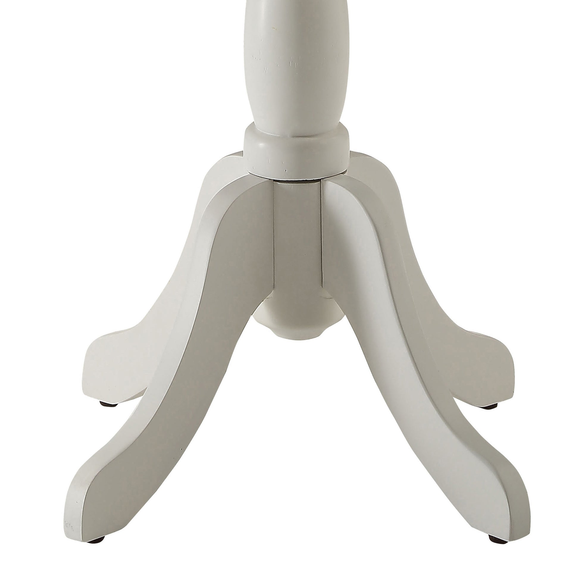White pedestal base with four curved legs for a table
