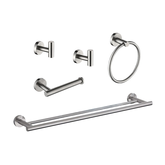 Brushed nickel robe hook for modern bathrooms