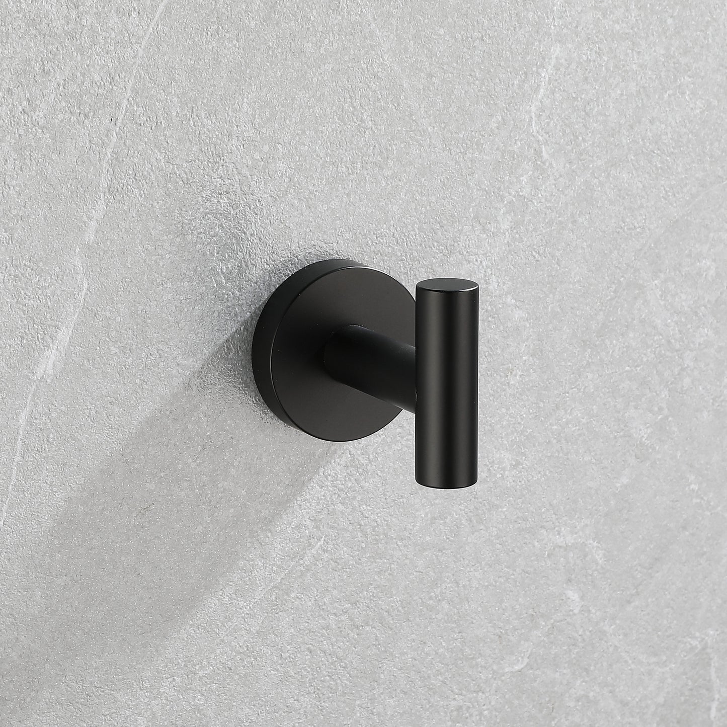 Minimalist black wall hook circular base modern bathroom accent