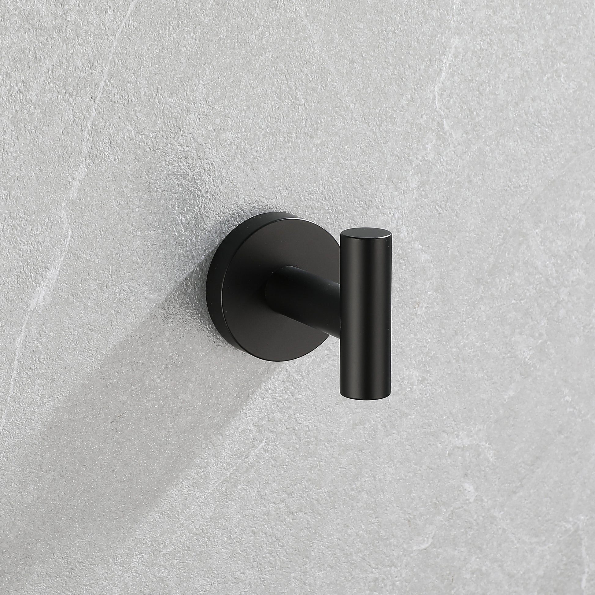 Minimalist black wall hook circular base modern bathroom accent
