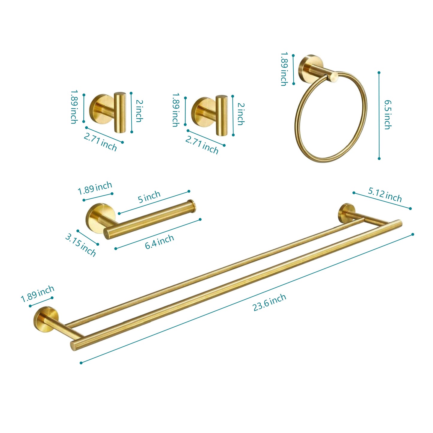 Gold bathroom towel hook with modern design and brushed finish