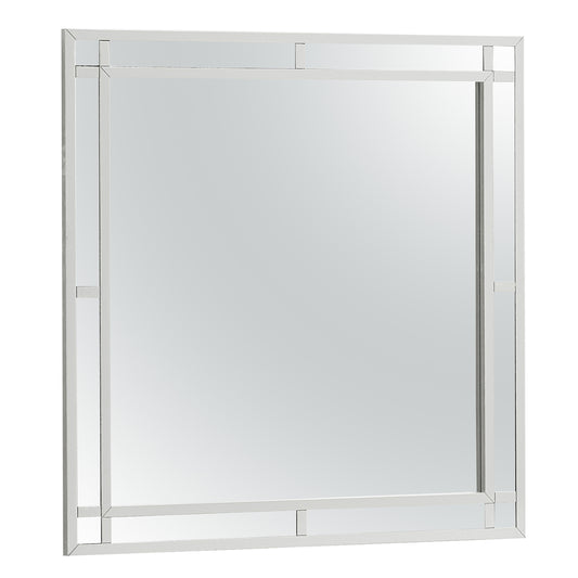 Geometric frame accent mirror with beveled edges
