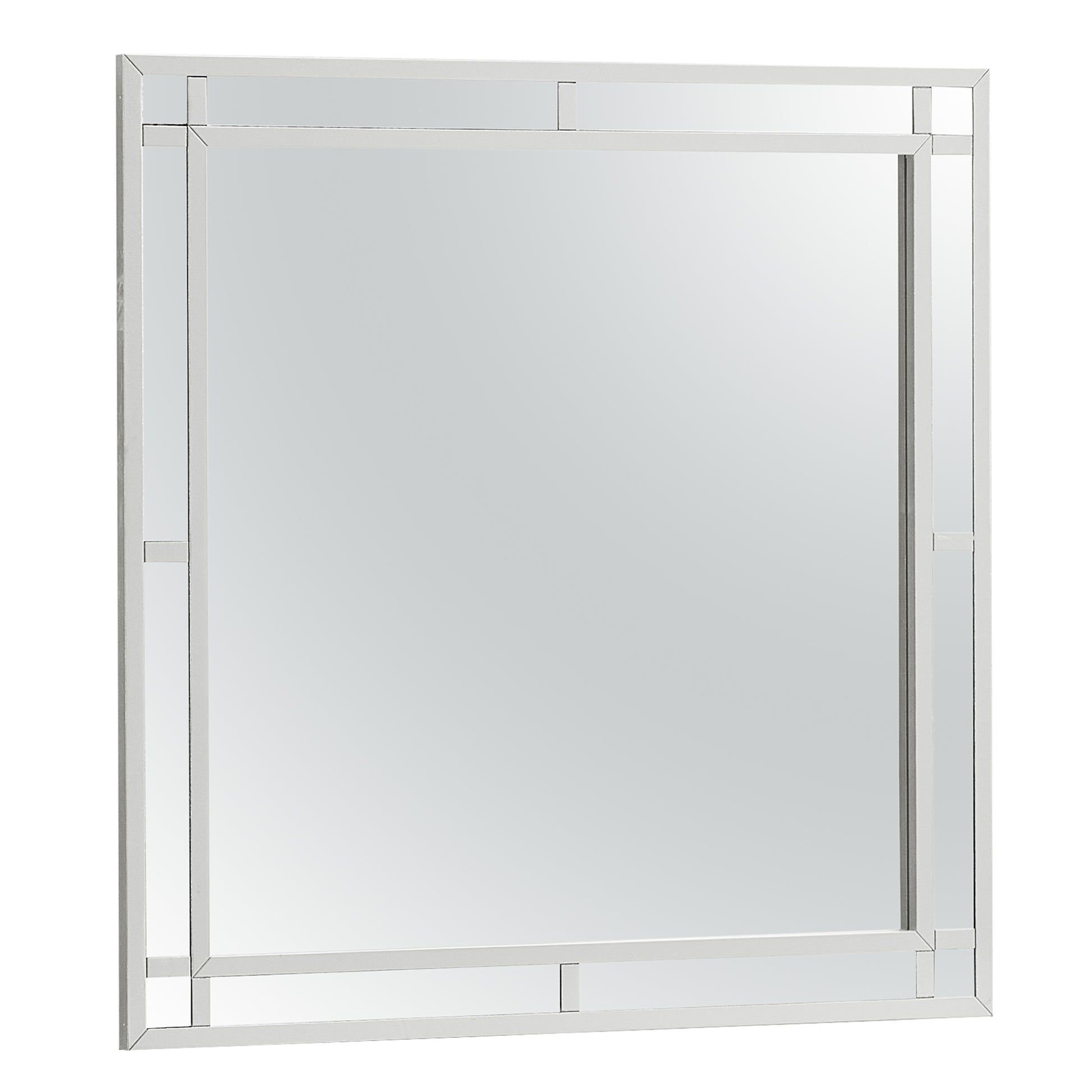 Rectangular beveled mirror with silver frame