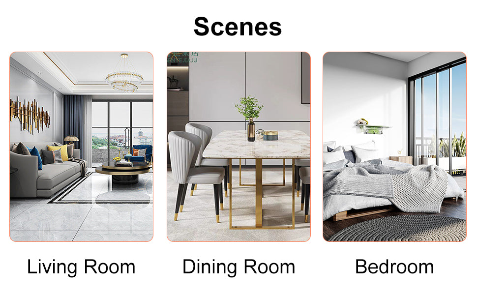 Modern living room with grey sofa gold accents and large windows