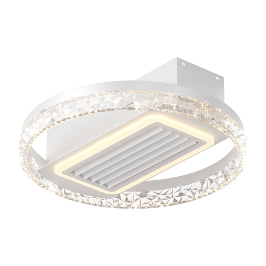 Modern white ceiling light with crystal trim and LED lighting
