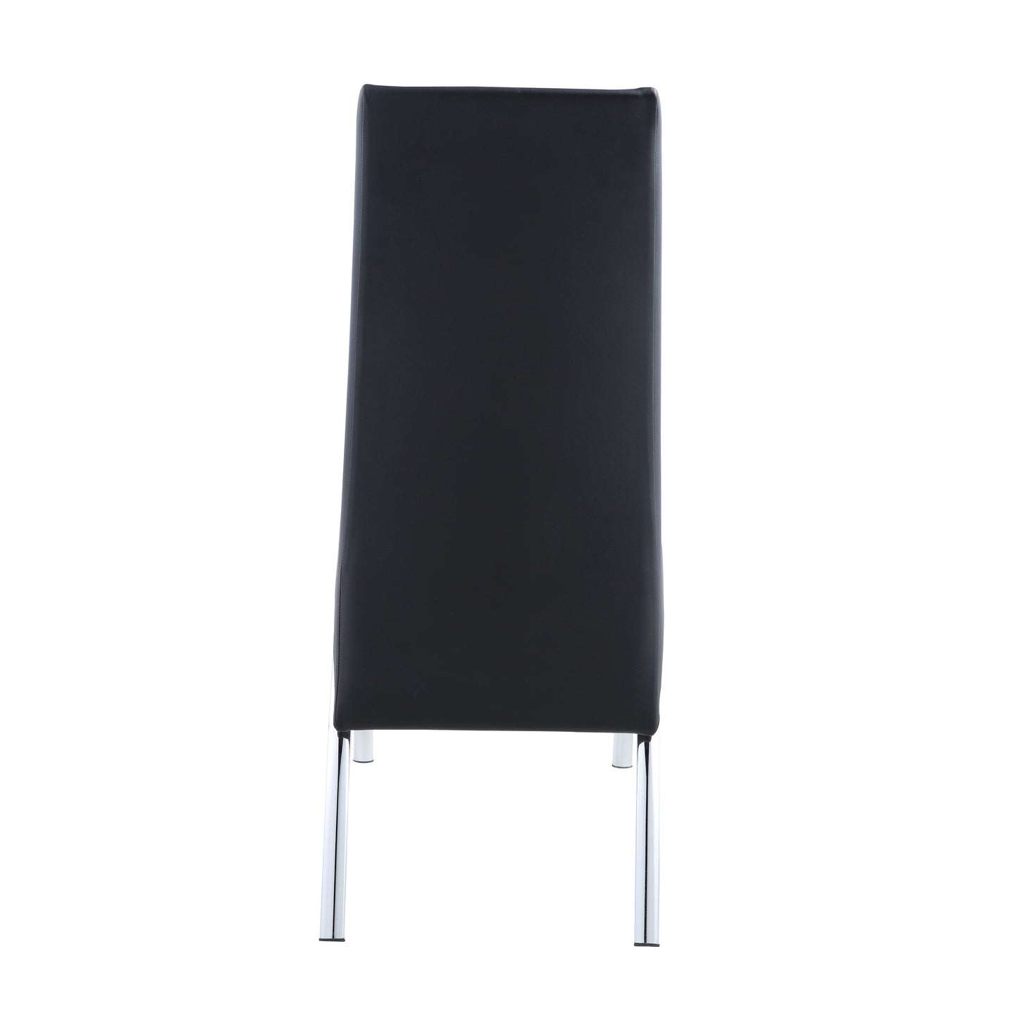 Black modern dining chair with sleek chrome legs