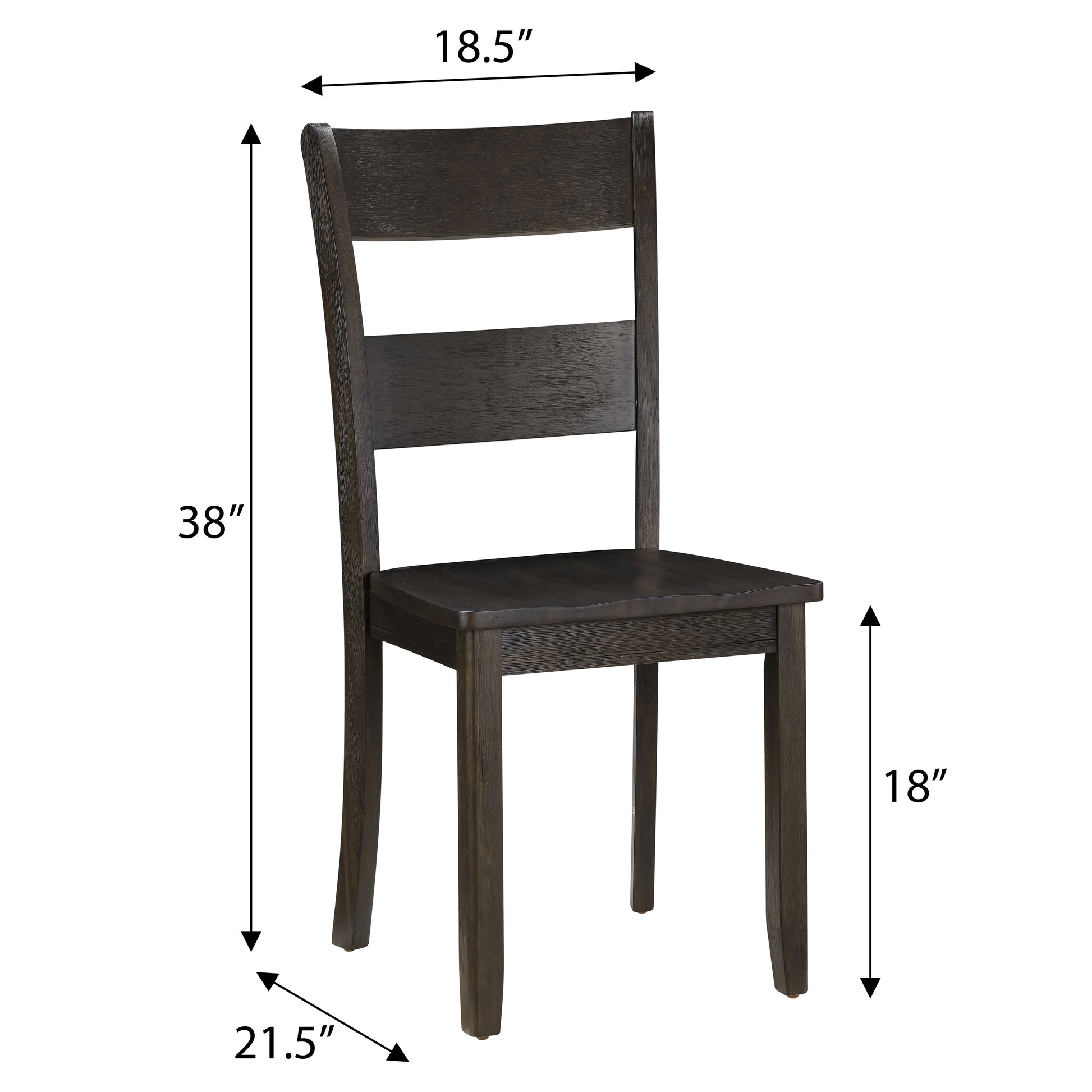 Dark brown wooden dining chair with a slatted back and curved seat perfect for modern kitchens