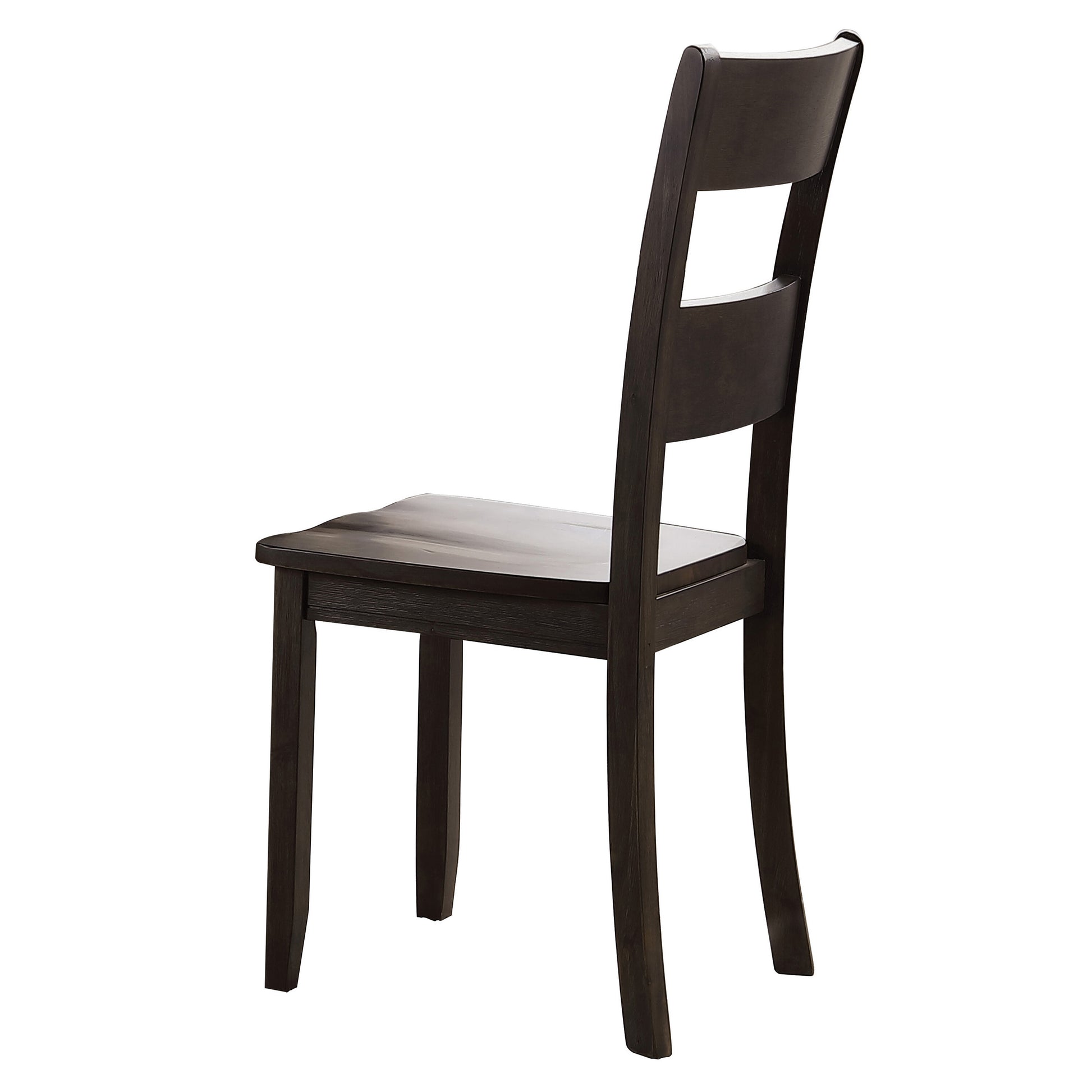 Dark oak dining chair with a slatted back and contoured seat for modern comfort