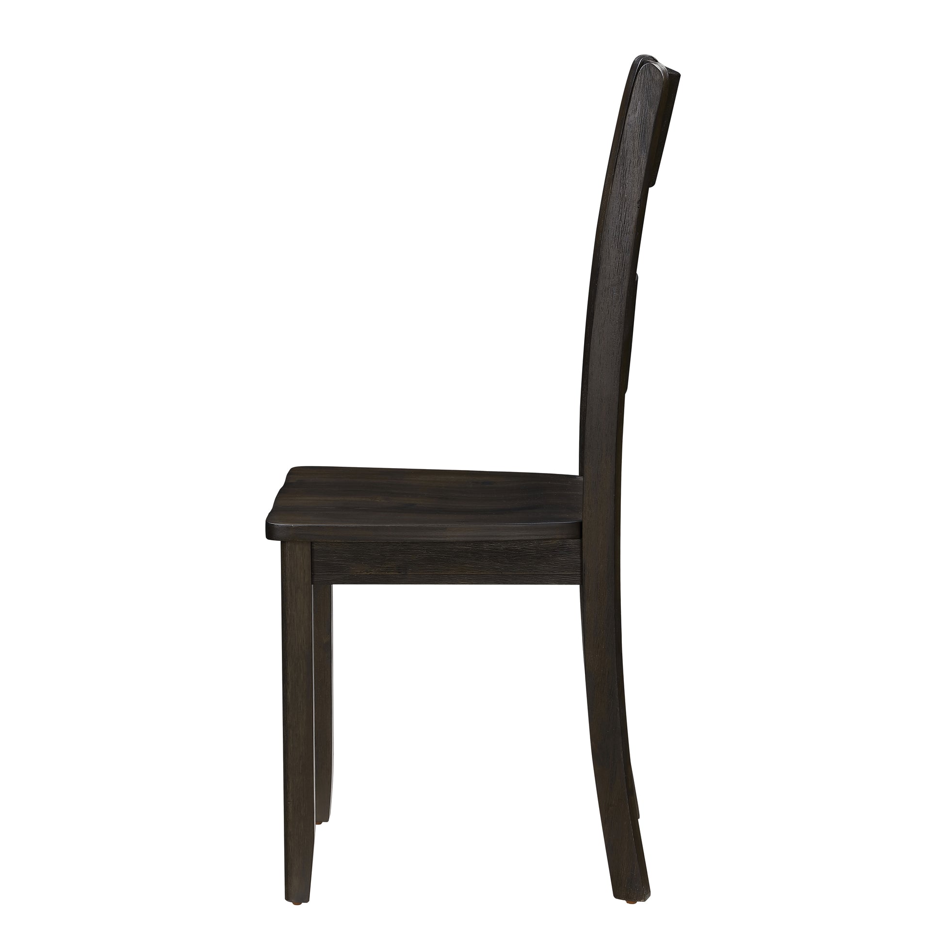 Dark wood dining chair with a slightly curved back and straight legs modern style