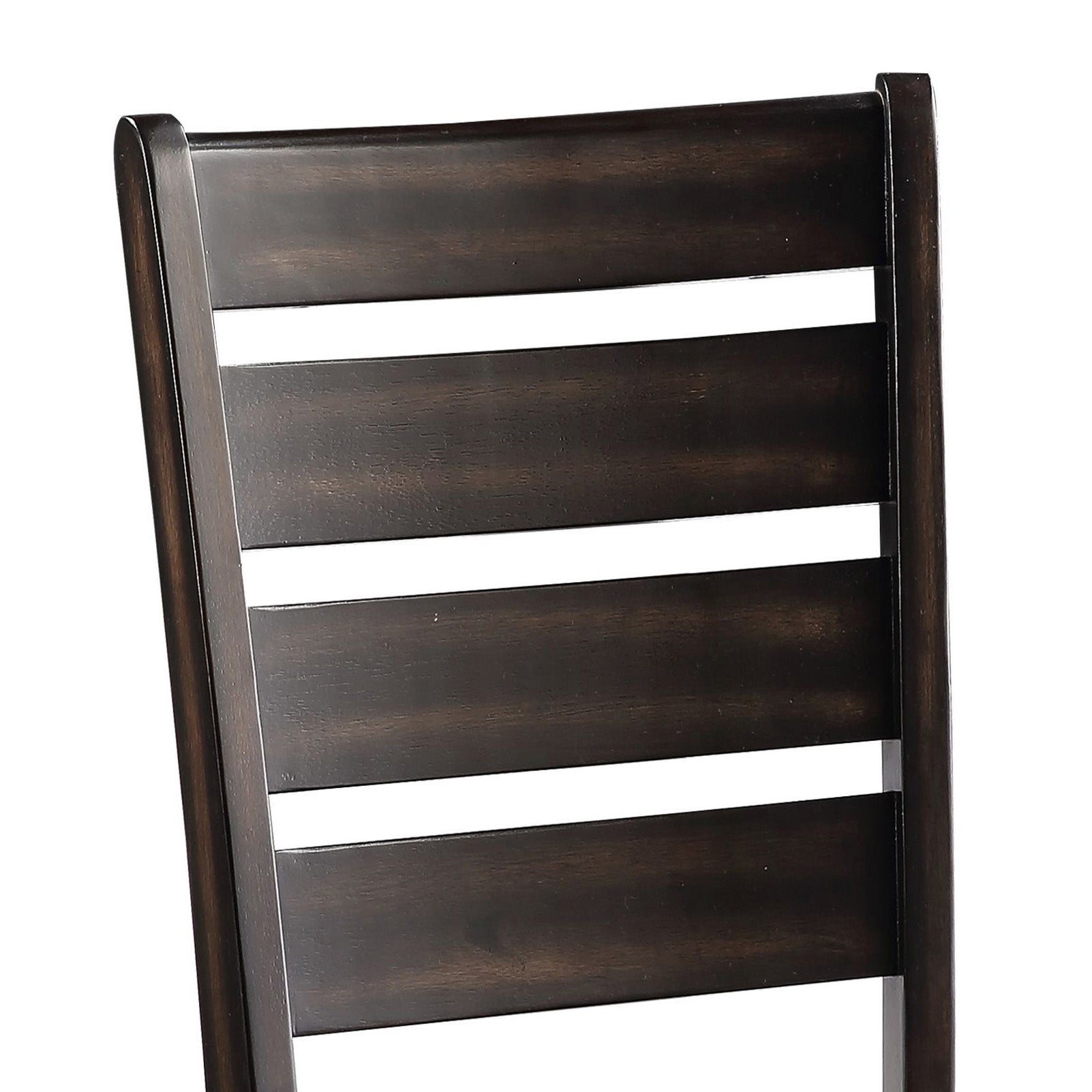 Dark wood dining chair back with horizontal slats modern design