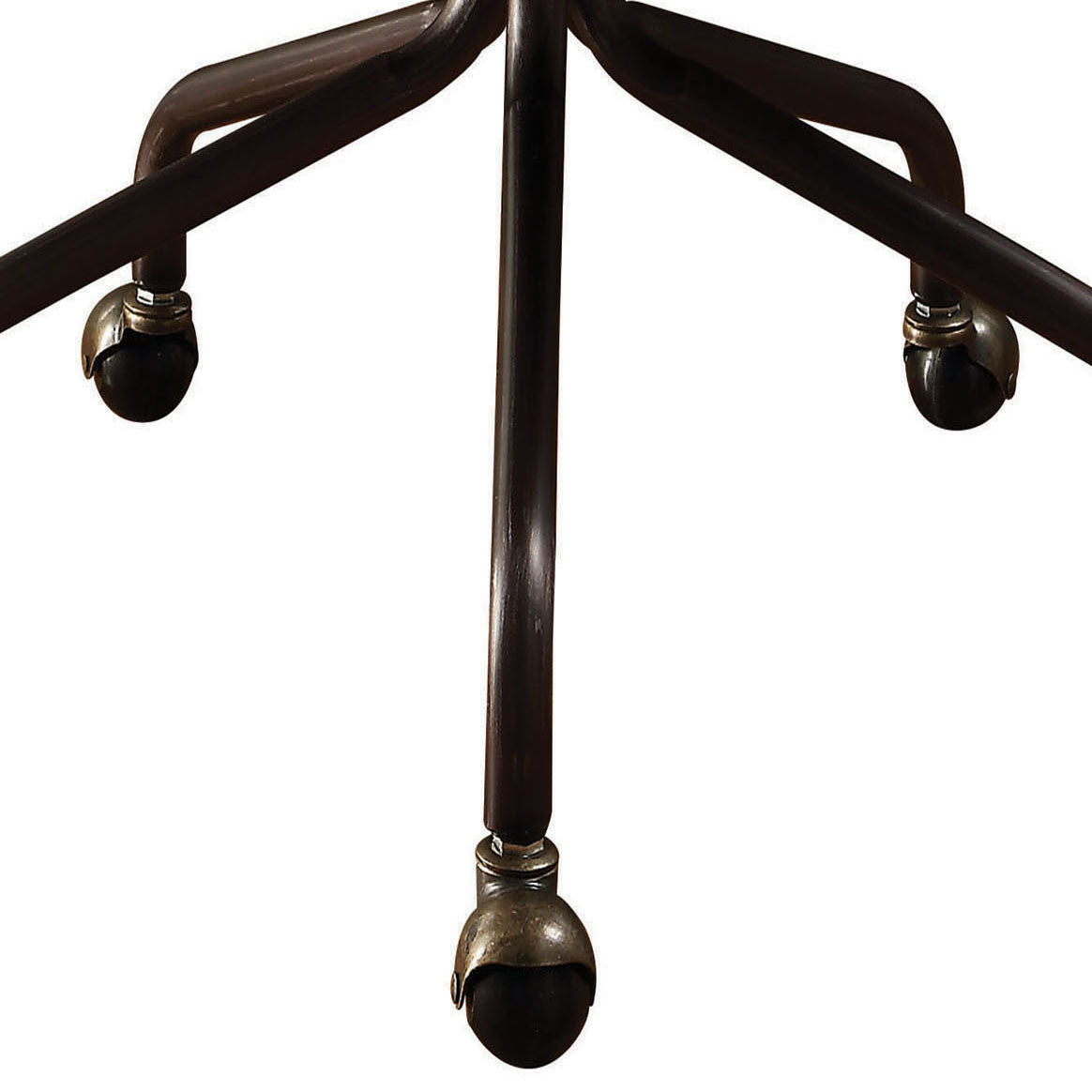 Dark metal office chair base with vintage casters perfect for executive desk setups