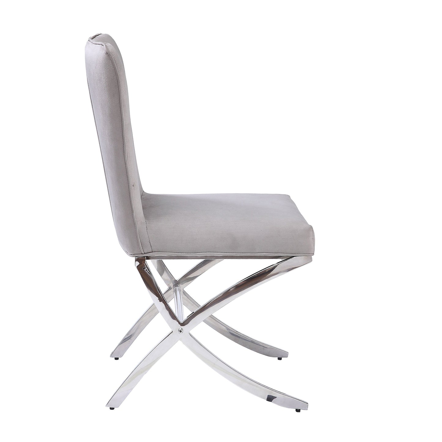 Grey velvet accent chair with modern chrome Xbase