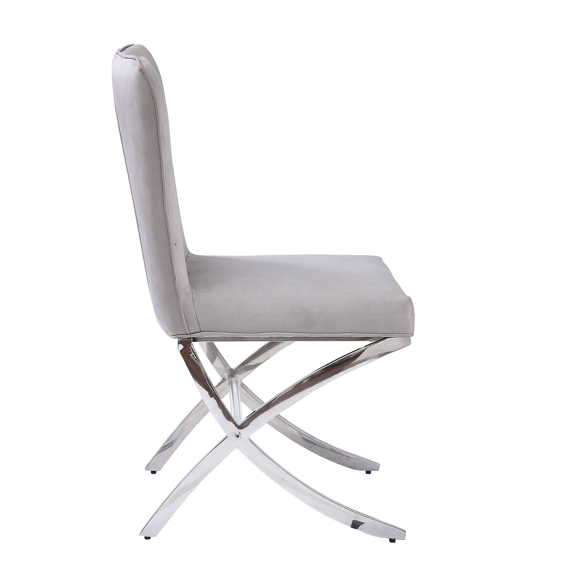 Grey velvet accent chair with modern chrome Xbase