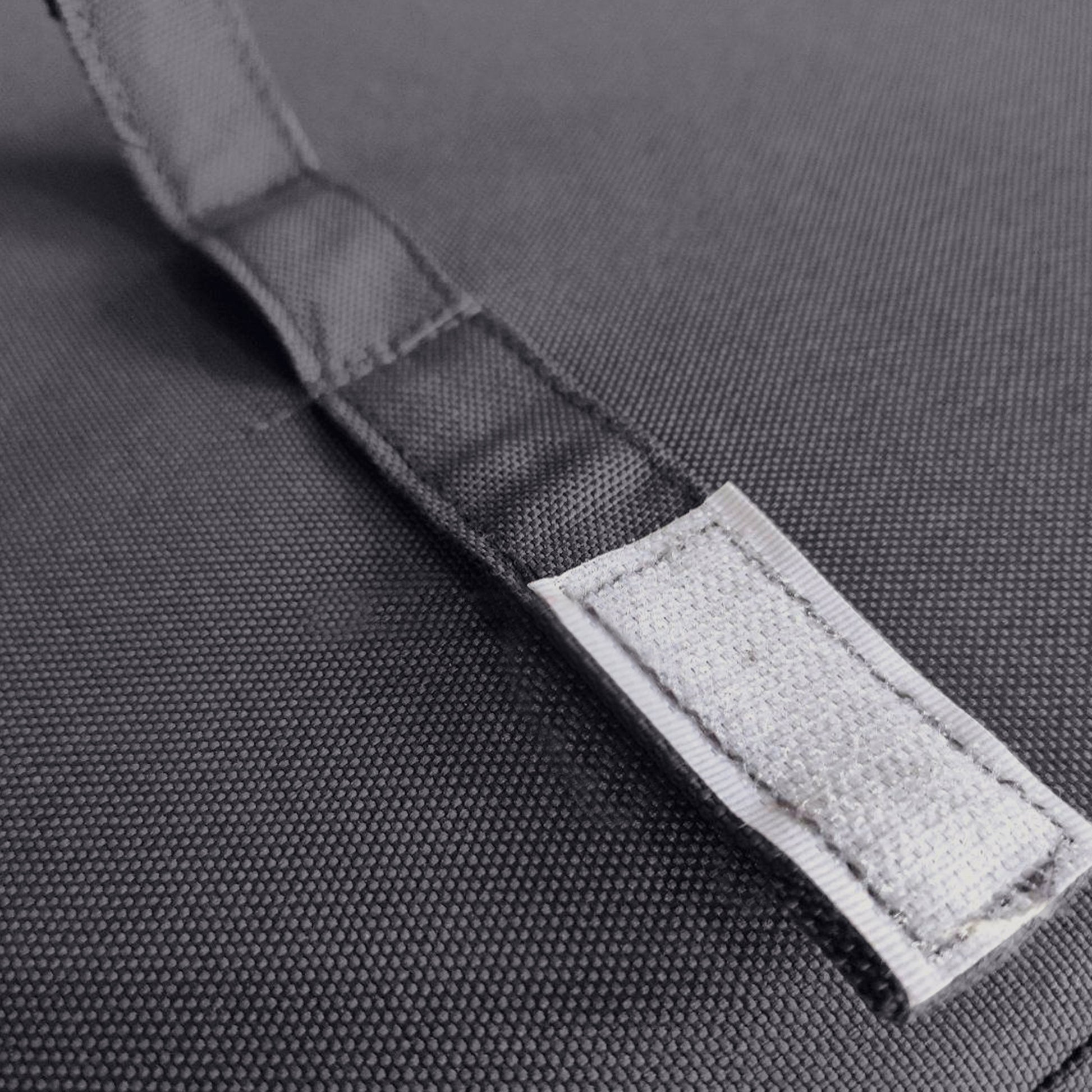 Closeup of durable gray canvas bag with a hookandloop fastener closure