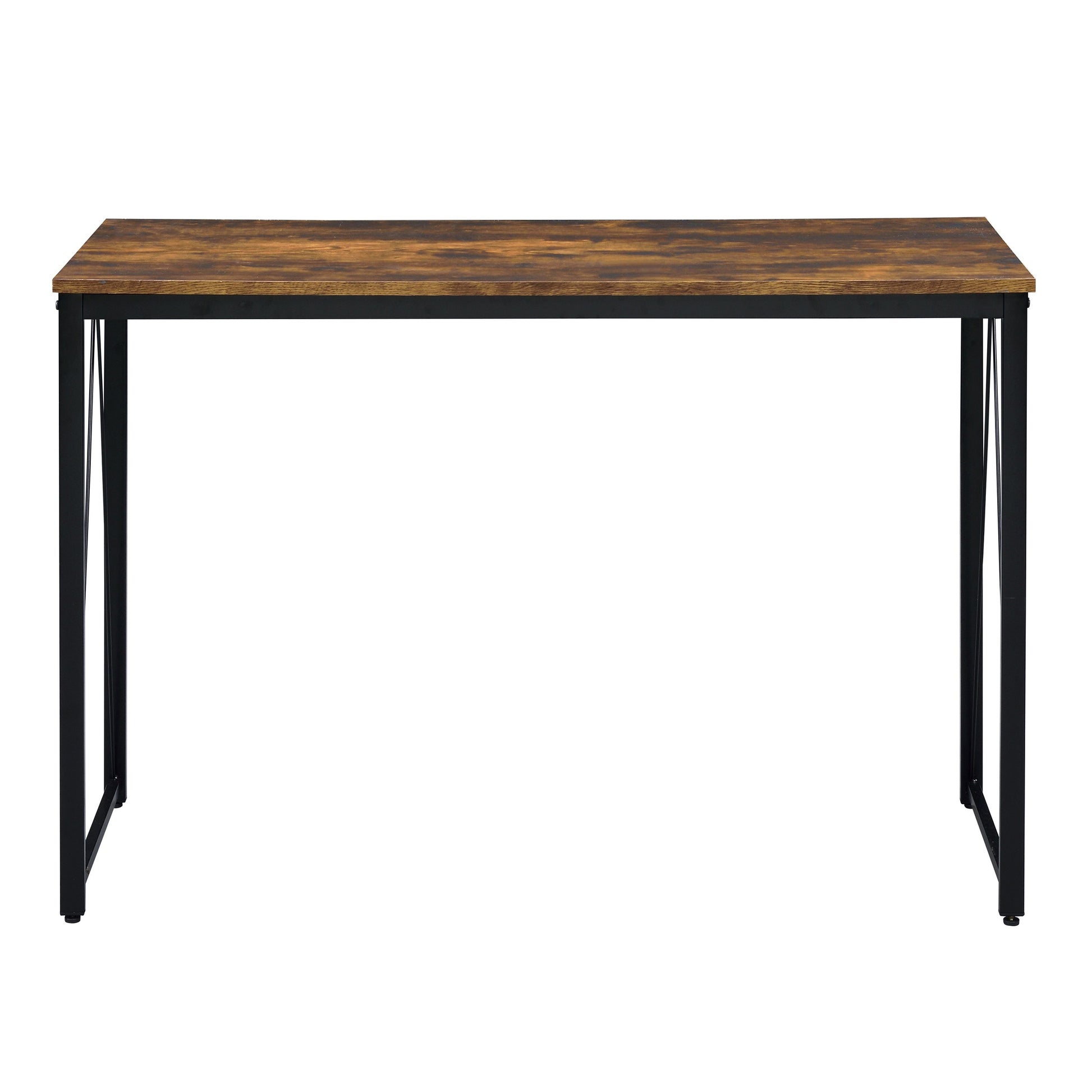 Rustic brown wood grain top desk with black metal legs  inch