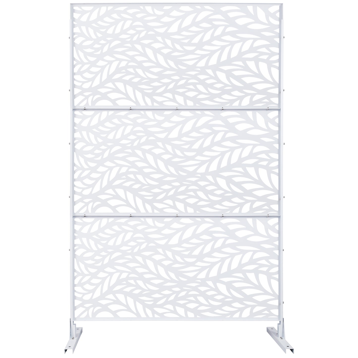 White metal privacy screen with a delicate leaf pattern cm tall
