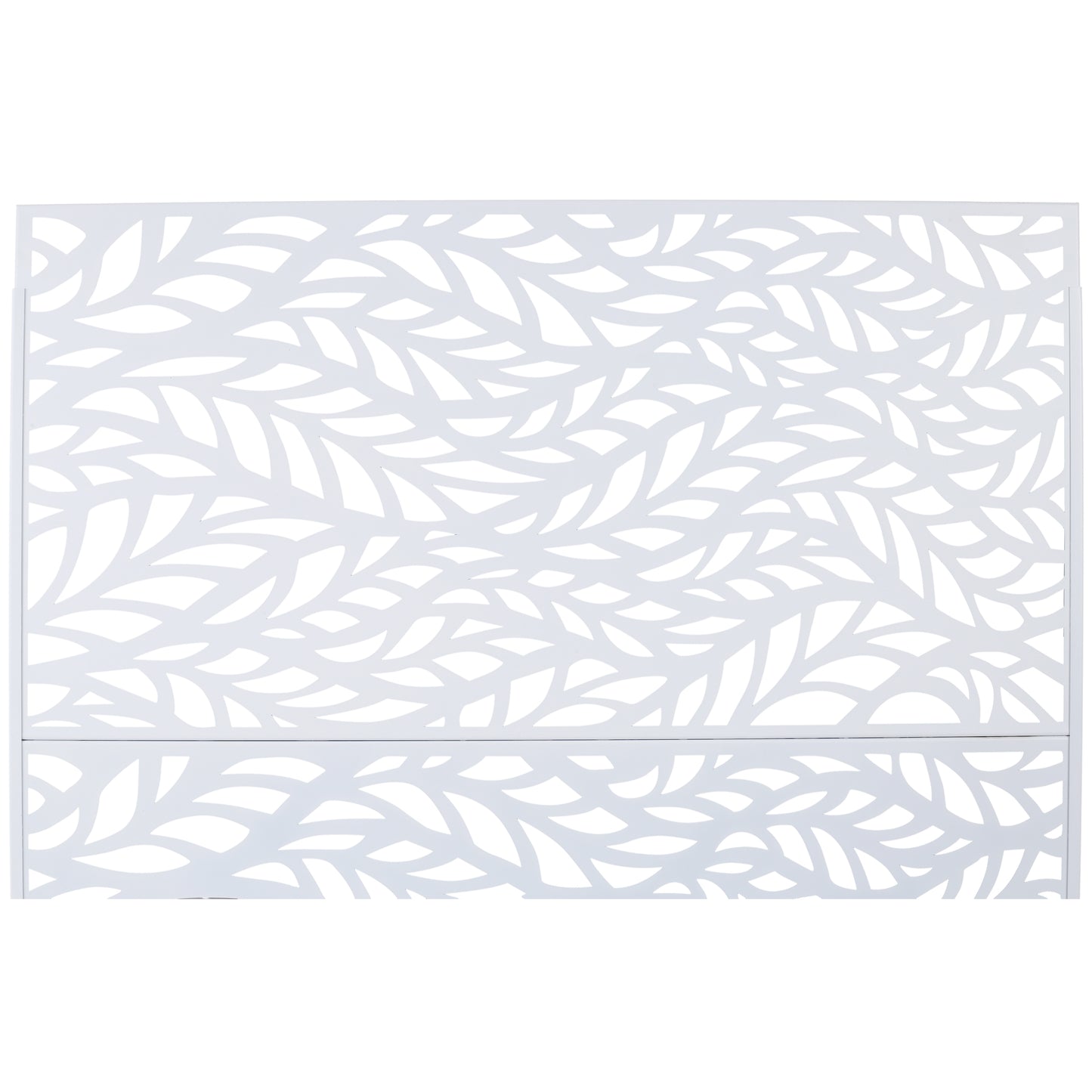 White decorative metal panel with abstract leaf pattern