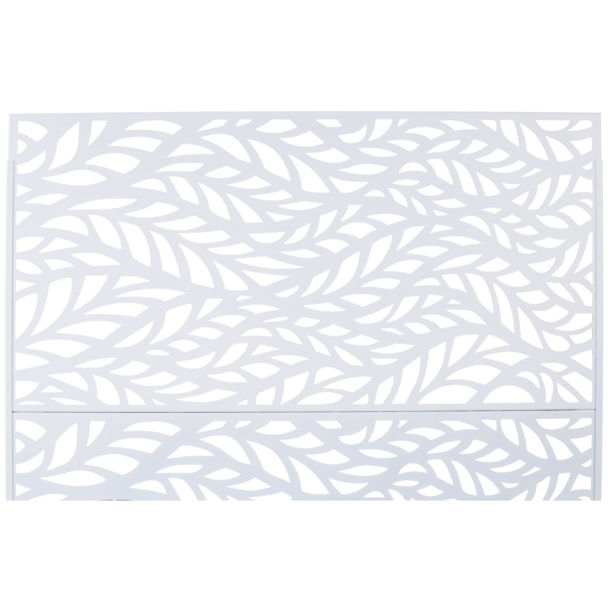 White decorative metal panel with abstract leaf pattern
