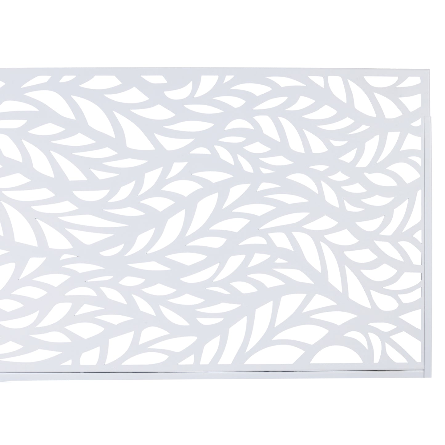 White decorative lasercut metal panel with organic leaf pattern for garden screens
