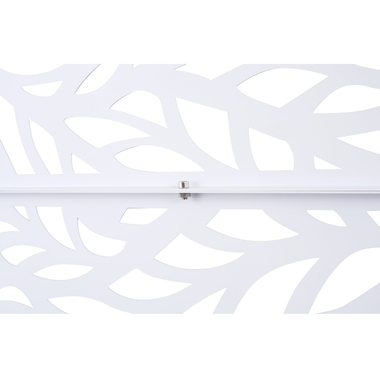 White lasercut metal panel with organic leaf design ideal for garden screens