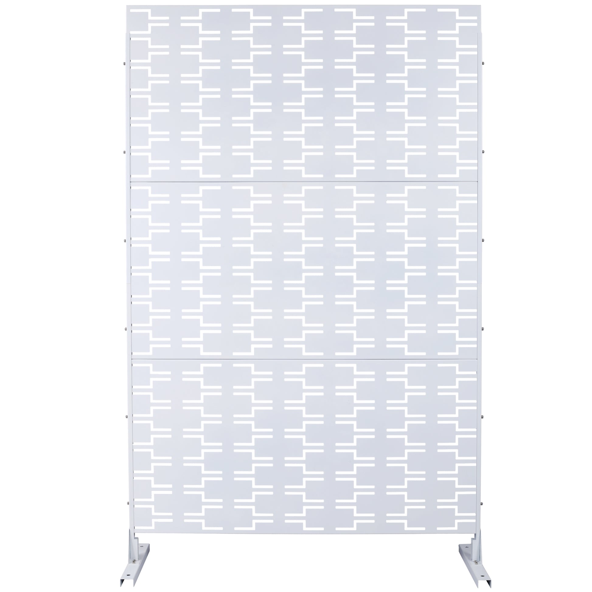 Modern white decorative screen with geometric pattern for privacy