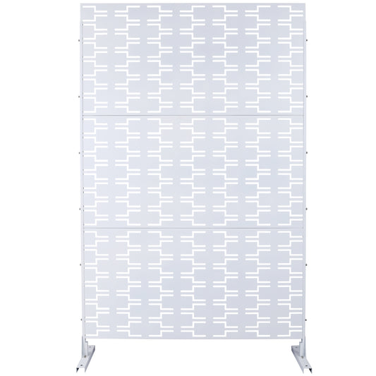 Modern white decorative screen with geometric pattern for privacy