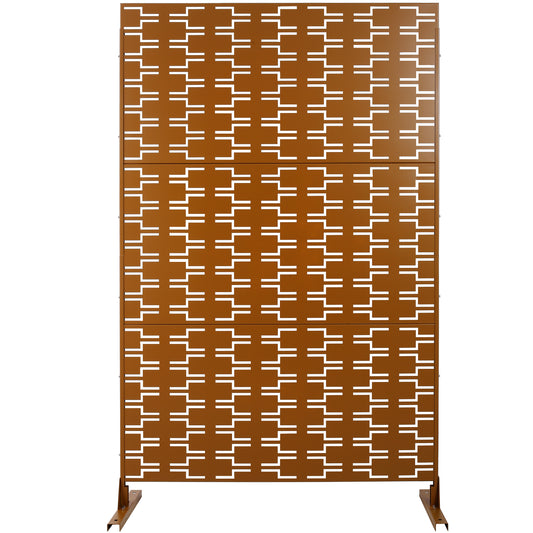 Bronze metal privacy screen with modern geometric pattern ideal for outdoor spaces