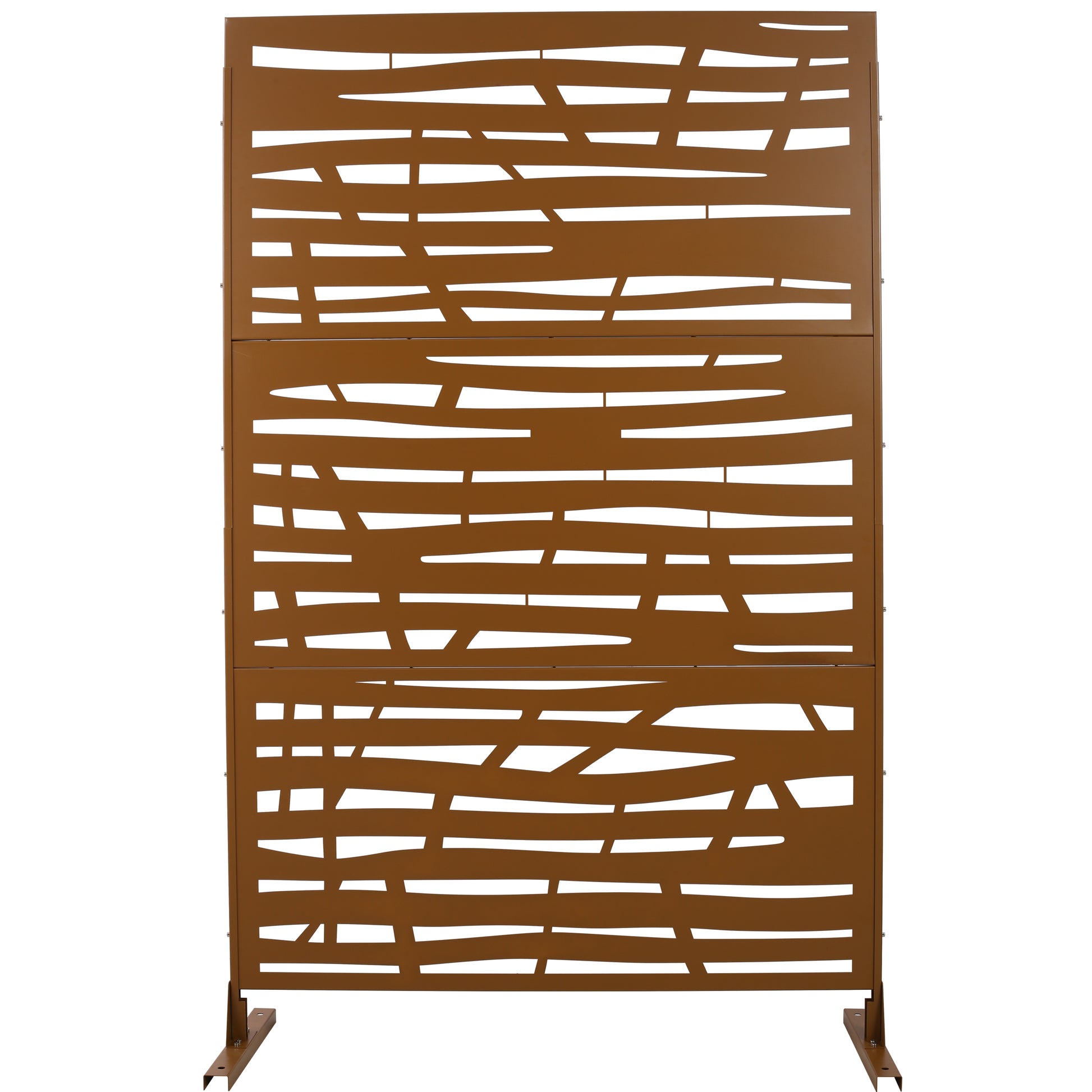 Bronze metal garden screen with abstract cutouts ideal for privacy screens