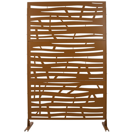 Bronze metal garden screen with abstract cutouts ideal for privacy screens