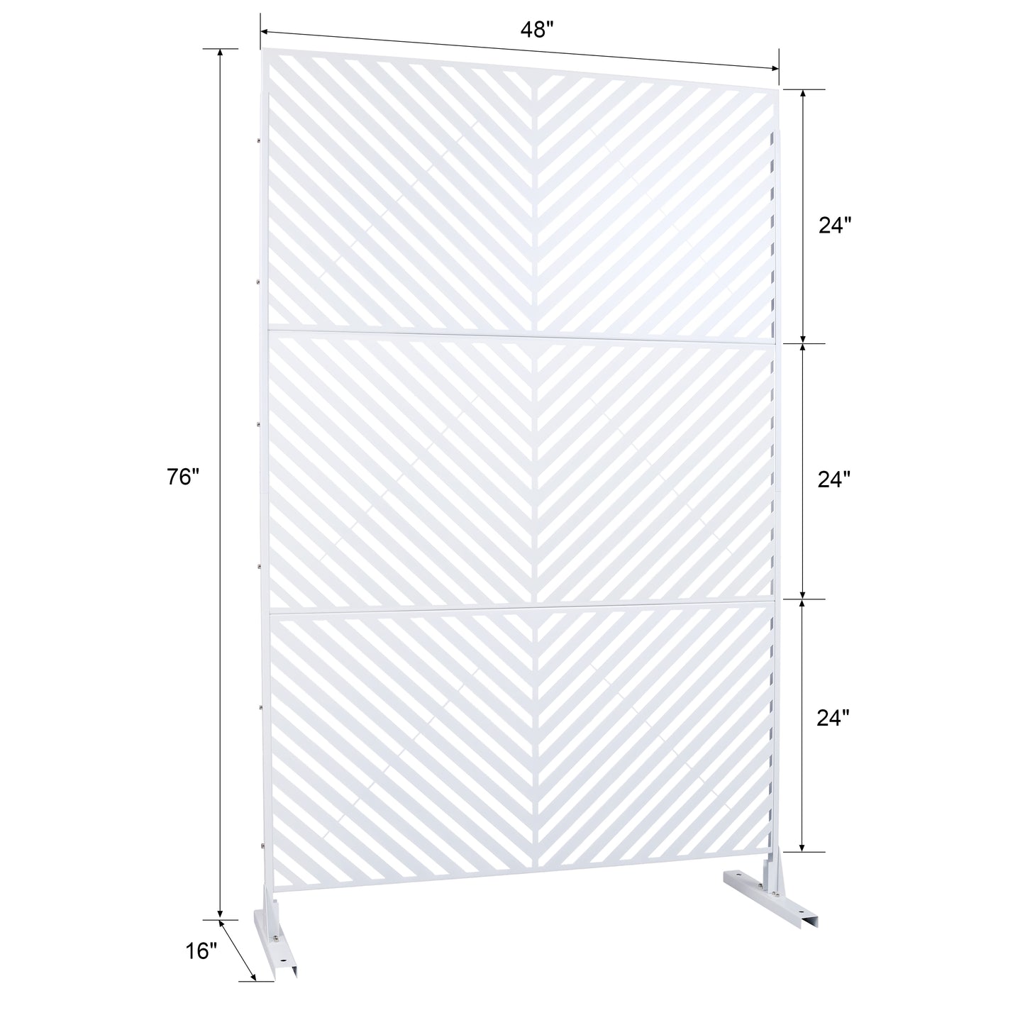 White chevron pattern privacy screen  H x  W metal outdoor screen