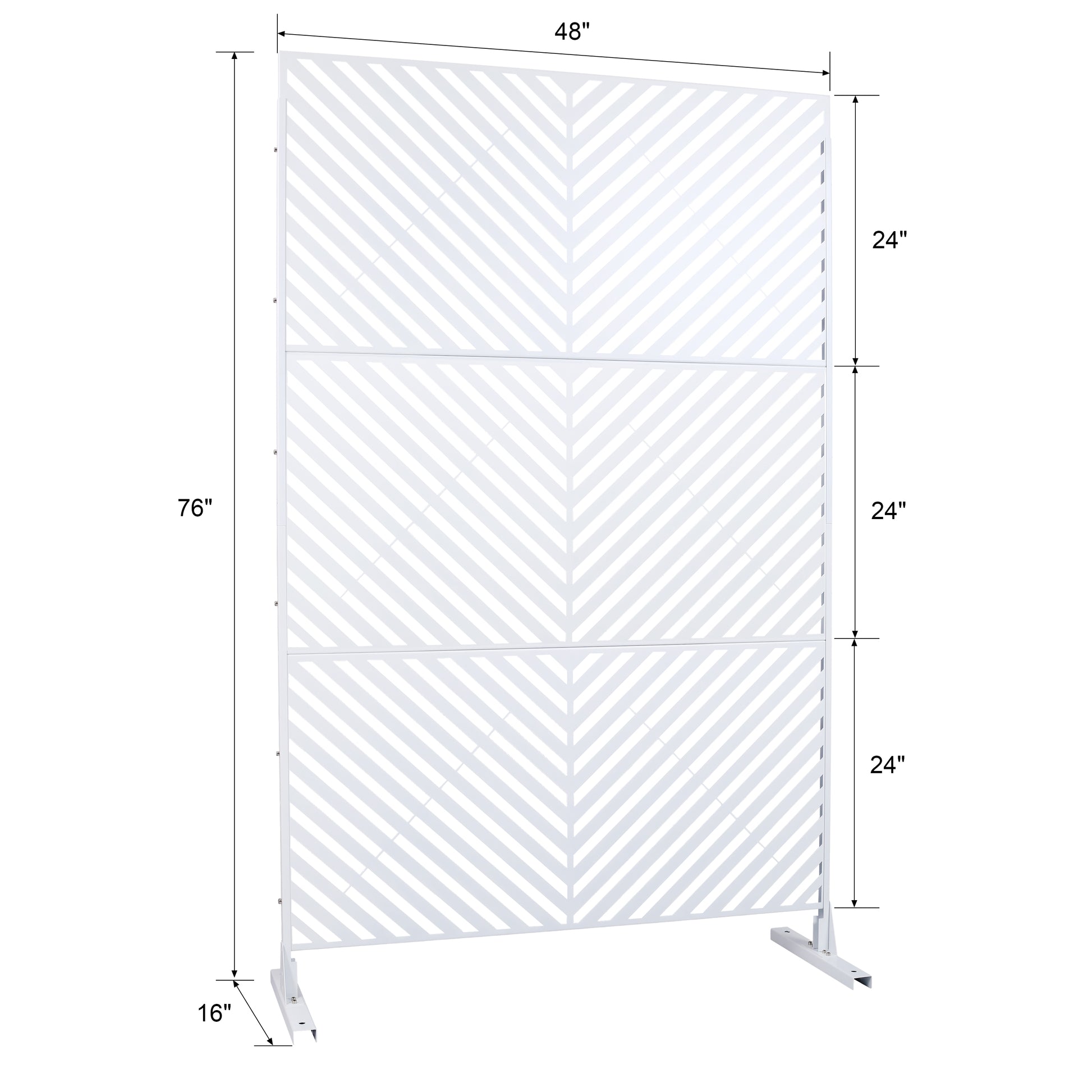 White chevron pattern privacy screen  H x  W metal outdoor screen